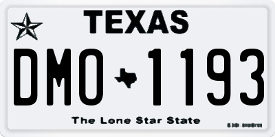 TX license plate DMO1193
