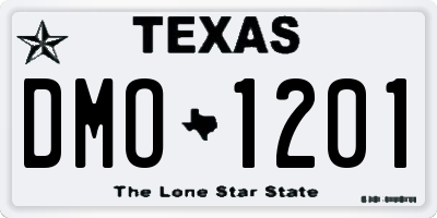 TX license plate DMO1201