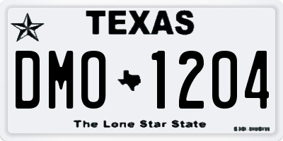 TX license plate DMO1204