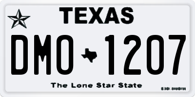 TX license plate DMO1207
