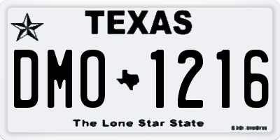 TX license plate DMO1216