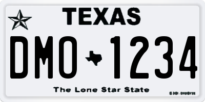 TX license plate DMO1234