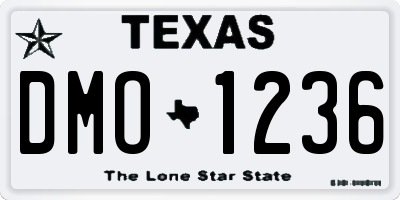 TX license plate DMO1236