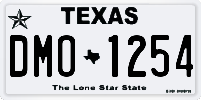 TX license plate DMO1254