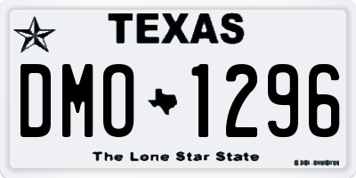TX license plate DMO1296