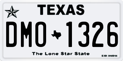 TX license plate DMO1326