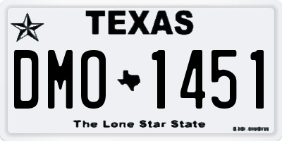 TX license plate DMO1451