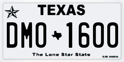 TX license plate DMO1600