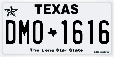 TX license plate DMO1616