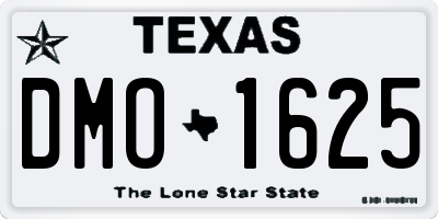 TX license plate DMO1625