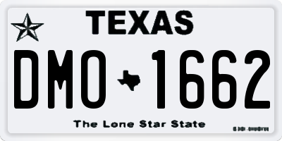 TX license plate DMO1662