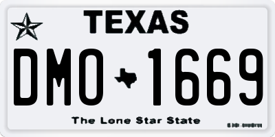 TX license plate DMO1669