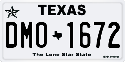 TX license plate DMO1672