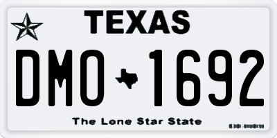 TX license plate DMO1692