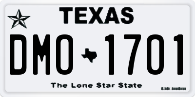 TX license plate DMO1701
