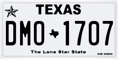 TX license plate DMO1707