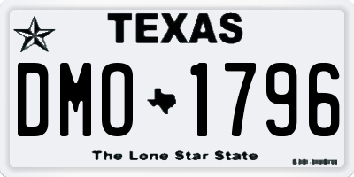 TX license plate DMO1796