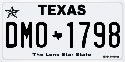 TX license plate DMO1798