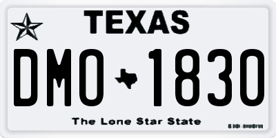 TX license plate DMO1830