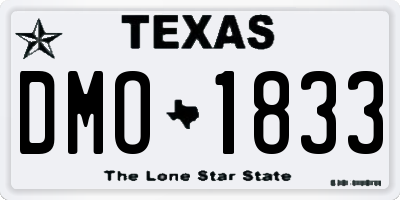 TX license plate DMO1833