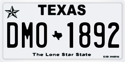 TX license plate DMO1892