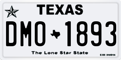 TX license plate DMO1893