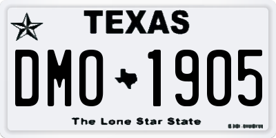 TX license plate DMO1905