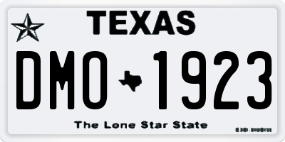 TX license plate DMO1923