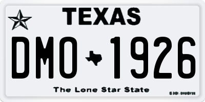 TX license plate DMO1926