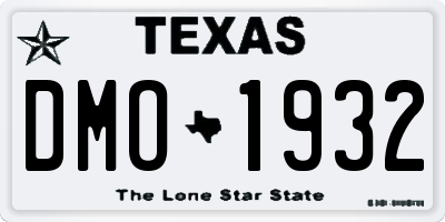 TX license plate DMO1932