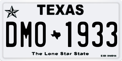 TX license plate DMO1933