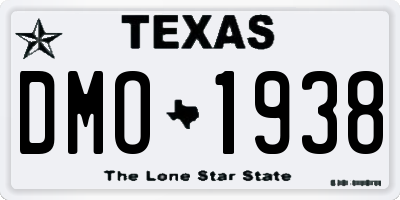 TX license plate DMO1938