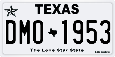 TX license plate DMO1953