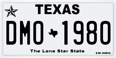 TX license plate DMO1980