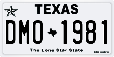 TX license plate DMO1981