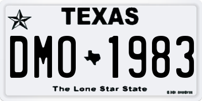 TX license plate DMO1983