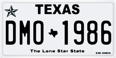TX license plate DMO1986