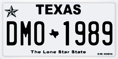 TX license plate DMO1989