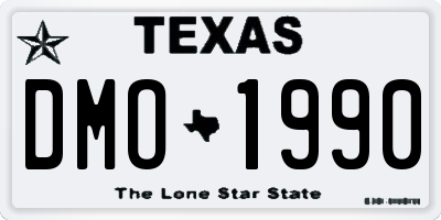 TX license plate DMO1990