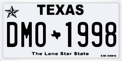 TX license plate DMO1998