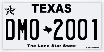 TX license plate DMO2001