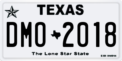 TX license plate DMO2018