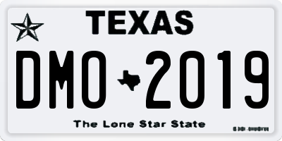 TX license plate DMO2019