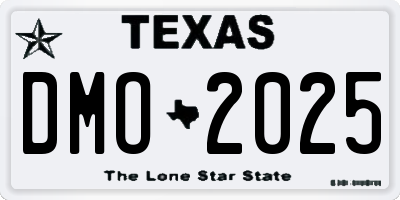 TX license plate DMO2025