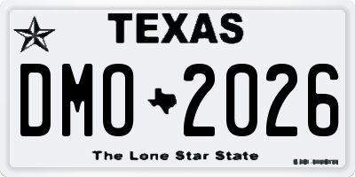 TX license plate DMO2026