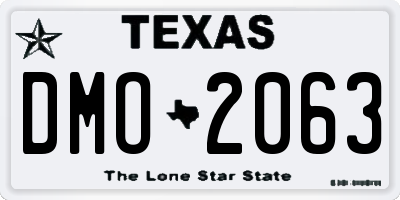 TX license plate DMO2063