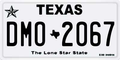 TX license plate DMO2067