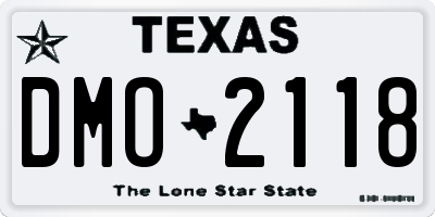 TX license plate DMO2118