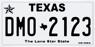 TX license plate DMO2123