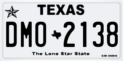 TX license plate DMO2138